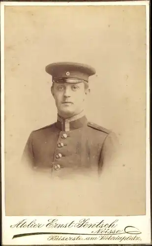 CdV Deutscher Soldat in Uniform, Kohl, I. R. 66, Engelmann, Portrait, Neisse 1894