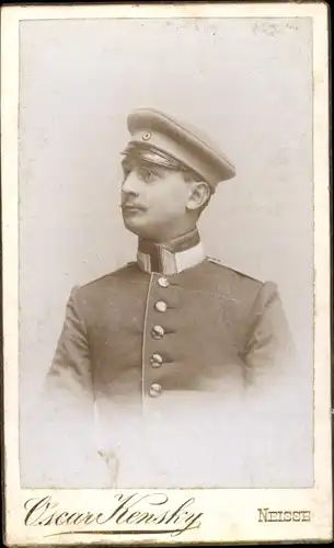 CdV Deutscher Soldat in Uniform, Garde Train Bataillon Engelmann, Portrait, Neisse 1895