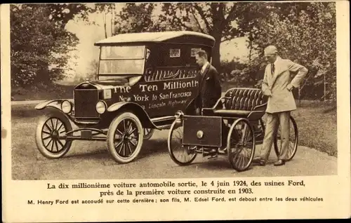 Ak La dix millionième voiture automobile sortie le 4 juin 1924, Henry Ford
