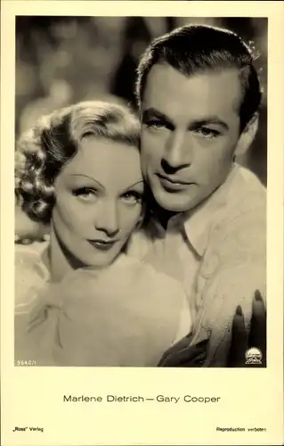 Ak Schauspielerin Marlene Dietrich, Gary Cooper, Portrait