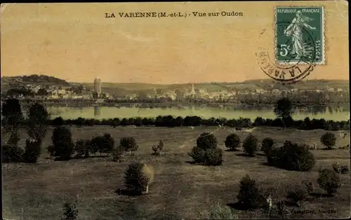 Ak La Varenne Maine et Loire, vue sur Oudon, Panorama