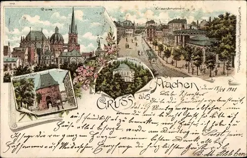 Litho Aachen, Dom, Elisenbrunnen, Lousberg, Tor