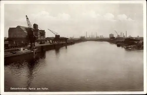 Ak Gelsenkirchen im Ruhrgebiet, Partie am Hafen