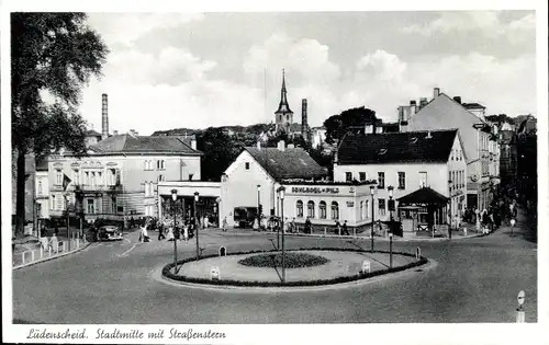 Ak Lüdenscheid im Märkischen Kreis, Stadtmitte mit Straßenstern