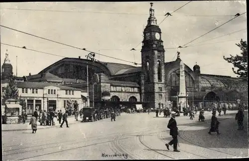 Ak Hamburg, Straßenpartie vor dem Hauptbahnhof