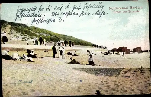 Ak Insel Borkum Ostfriesland, Siesta am Strand