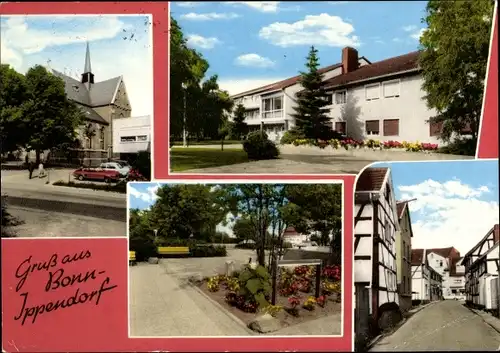 Ak Ippendorf Bonn am Rhein, Straßenpartie, Kirche, Park