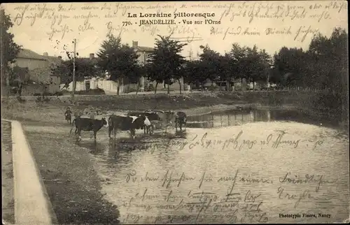 Ak Jeandelize Lothringen Meurthe et Moselle, Vue sur l'Orne