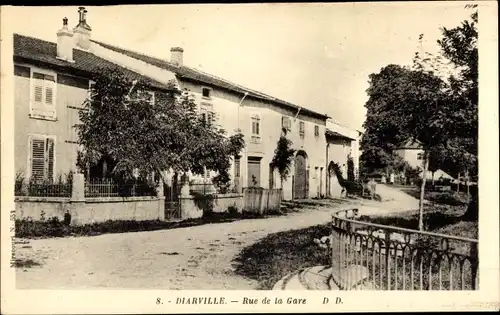 Ak Diarville Meurthe et Moselle, Rue de la Gare