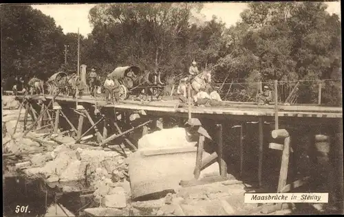 Ak Stenay Lothringen Meuse, Maasbrücke, deutsche Soldaten, I. WK