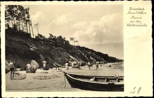 Ak Śliwin Neuschleffin Rewal Rewahl Pommern, Strand an der Waldschänke