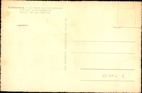 Ak Oerlinghausen im Kreis Lippe, Pollmannskrug in der Heide, Saal