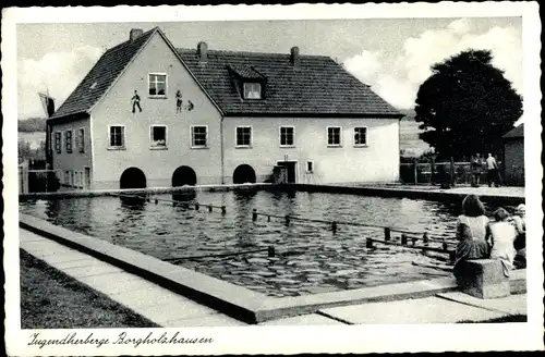 Ak Borgholzhausen in Westfalen, Jugendherberge, Schwimmbecken