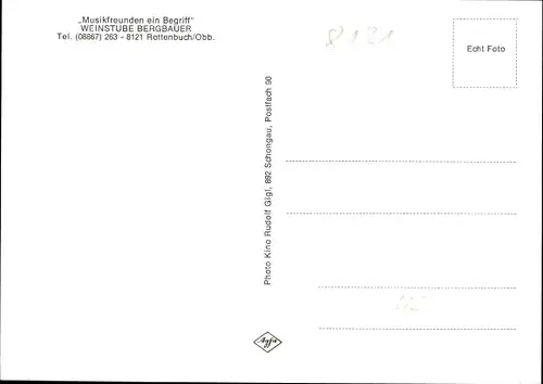 Ak Rottenbuch in Oberbayern, Weinstube Bergbauer, Musikanten