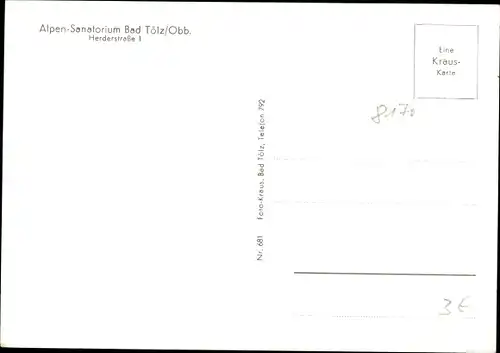 Ak Bad Tölz in Oberbayern, Alpen Sanatorium, Hausansichten, Panorama