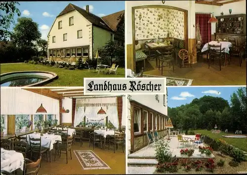 Ak Holzhausen Preußisch Oldendorf, Blick auf das Landhaus Röscher, Innenansichten, Garten