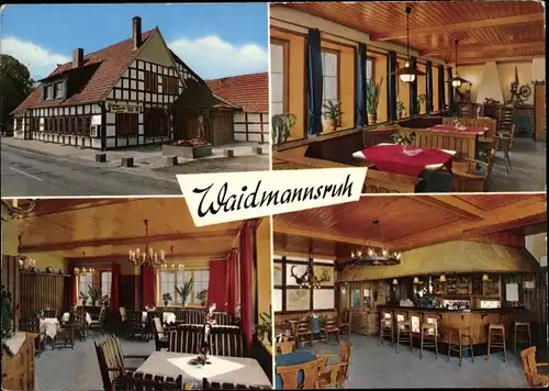 Ak Preußisch Oldendorf, Gasthaus Waidmannsruh, Gasträume, Tresen, Außenansicht