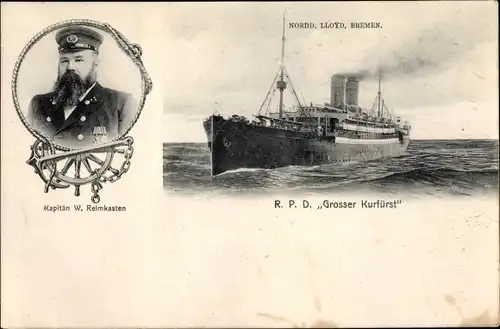 Ak Dampfer Großer Kurfürst, Kapitän W. Reimkasten, Norddeutscher Lloyd