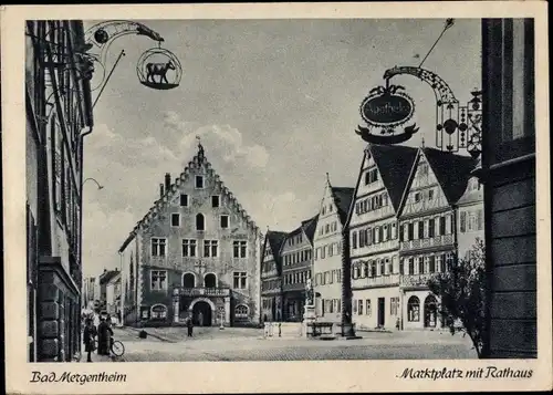 Ak Bad Mergentheim in Tauberfranken, Marktplatz mit Rathaus