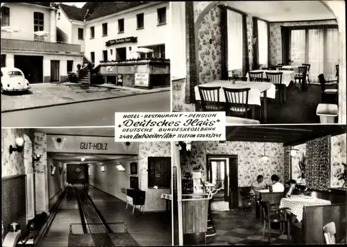 Ak Antweiler an der Ahr, Hotel Restaurant Pension Deutsches Haus, Keglebahn, Innenräume