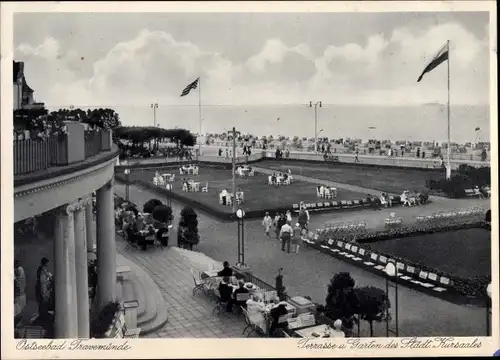 Ak Ostseebad Travemünde Lübeck, Terrasse und Garten des städt. Kursaals