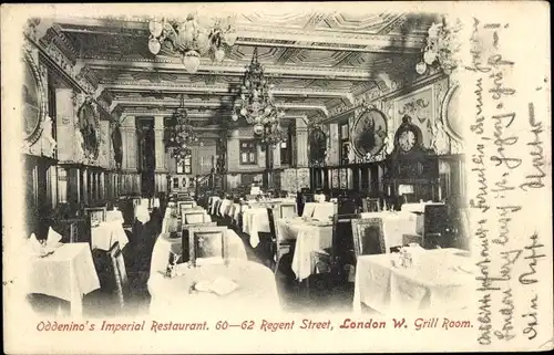 Ak London City England, Oddenino's Imperial Restaurant, Grill Room