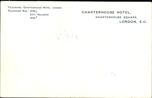Ak London City England, The Charterhouse Hotel, from the Garden