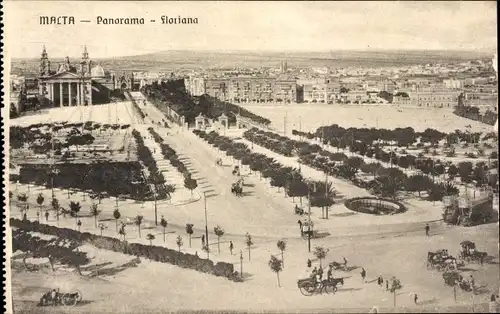 Ak Malta, Panorama der Stadt, Floriana, Alleen, Verkehr