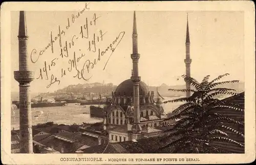 Ak Konstantinopel Istanbul Türkei, Mosquée de Top Hané et Pointe du Serail