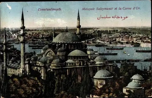 Ak Konstantinopel Istanbul Türkei, Mosquee Suleymanie et la Corne d'Or