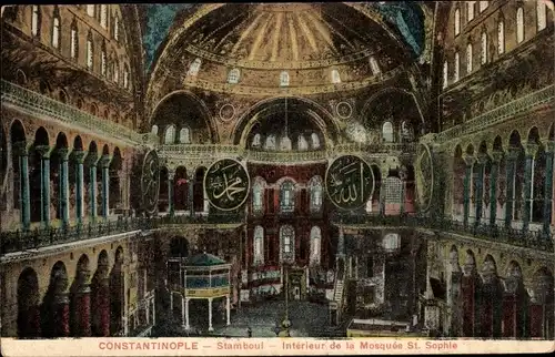 Ak Konstantinopel Istanbul Türkei, Interieur de la Mosquee St. Sophie