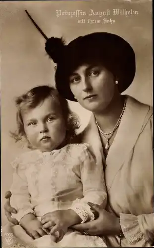 Ak Alexandra Viktoria von Schleswig-Holstein-Sonderburg-Glücksburg mit Sohn