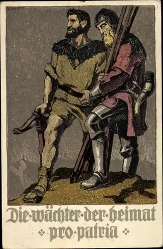 Ganzsachen Ak Schweizer Bundesfeier 1910, Die Wächter der Heimat, Pro Patria, Wilhelm Tell