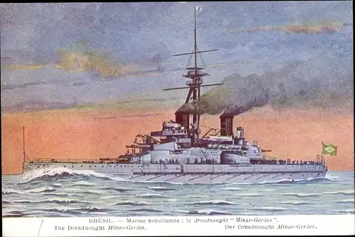 Ak Brasilianisches Kriegsschiff, Marine brésillienne, Dreadnought Minas Geraes