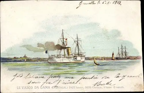 Litho Portugiesisches Kriegsschiff, Vasco da Gama