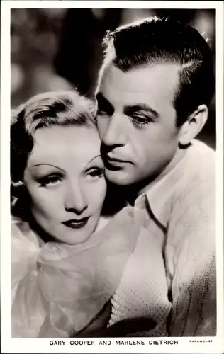 Ak Schauspielerin Marlene Dietrich, Gary Cooper, Portrait