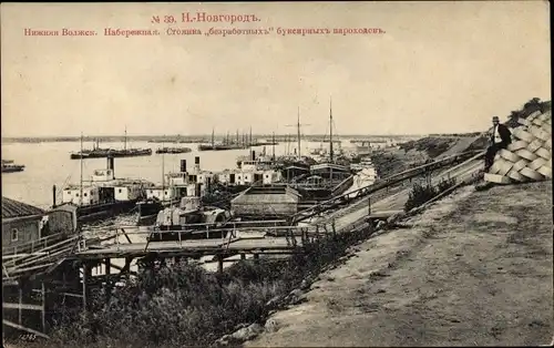 Ak Weliki Nowgorod Russland, Blick auf den Hafen