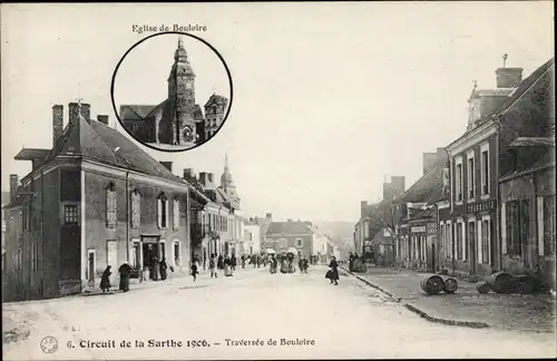 Ak Bouloire Sarthe, Circuit de la Sarthe 1906, Traversee, L'Eglise
