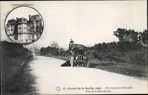 Ak Montfort Sarthe, Circuit de la Sarthe 1906, Pres de la Belle Inutile, Le Chateau