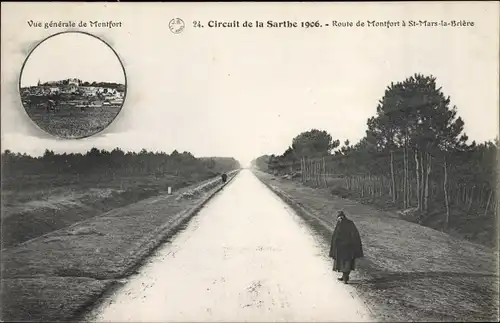 Ak Montfort Sarthe, Circuit de la Sarthe 1906, Route de Montfort a St. Mars la Briere