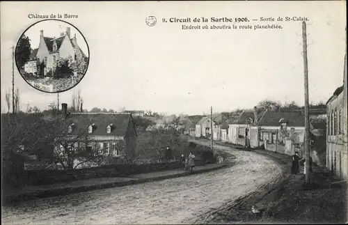 Ak Saint Calais Sarthe, Circuit de la Sarthe 1906, Chateau de la Barre, Straßenpartie
