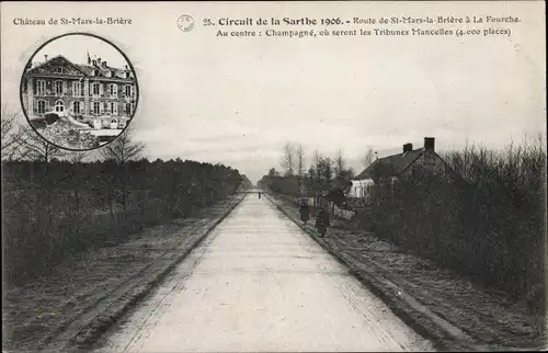 Ak Saint Mars la Brière Sarthe, Circuit de la Sarthe 1906, Route, Le Chateau