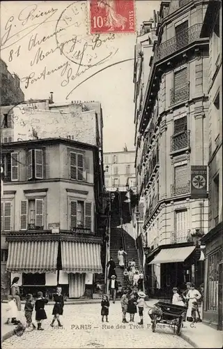 Ak Paris XVIII. Arrondissement Buttes-Montmartre, Rue des Trois Freres