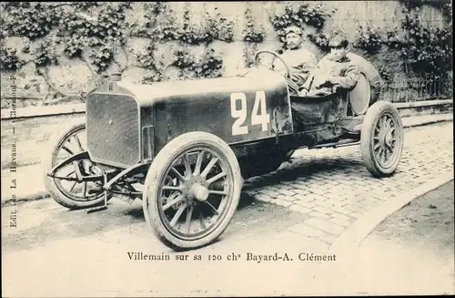 Ak Villemain sur sa 120 ch. Bayard A. Clement, Automobil, Startnummer 24