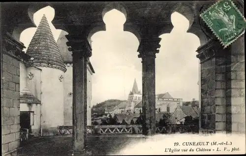 Ak Cunault Maine et Loire, l'Église vue duChâteau