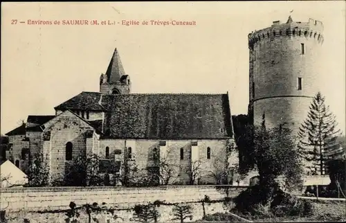 Ak Trèves-Cunault Maine et Loire, l'Église et la tour de Trèves