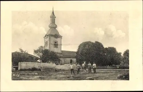 Ak Milly sur Bradon Lothringen Meuse, Ortsansicht, Kirche