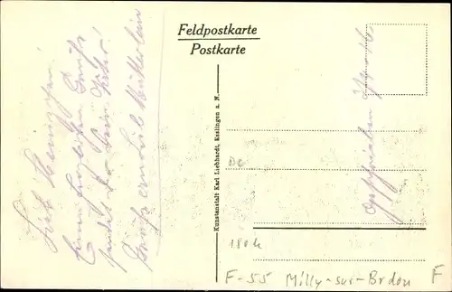 Ak Milly sur Bradon Lothringen Meuse, Ortsansicht, Kirche