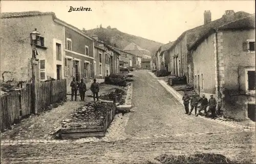 Ak Buxières sous les Côtes Meuse, Straßenpartie, I. WK