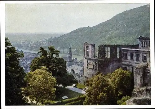 Ak Heidelberg am Neckar, Blick vom Schlossgarten über Schloss und Neckar